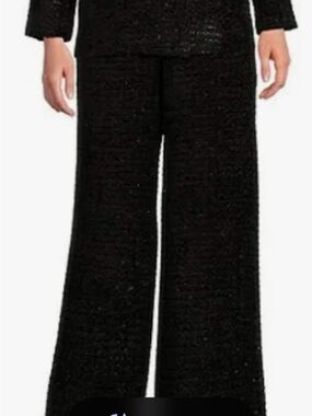 Abbey glass tweed wide-leg trousers in black shimmer